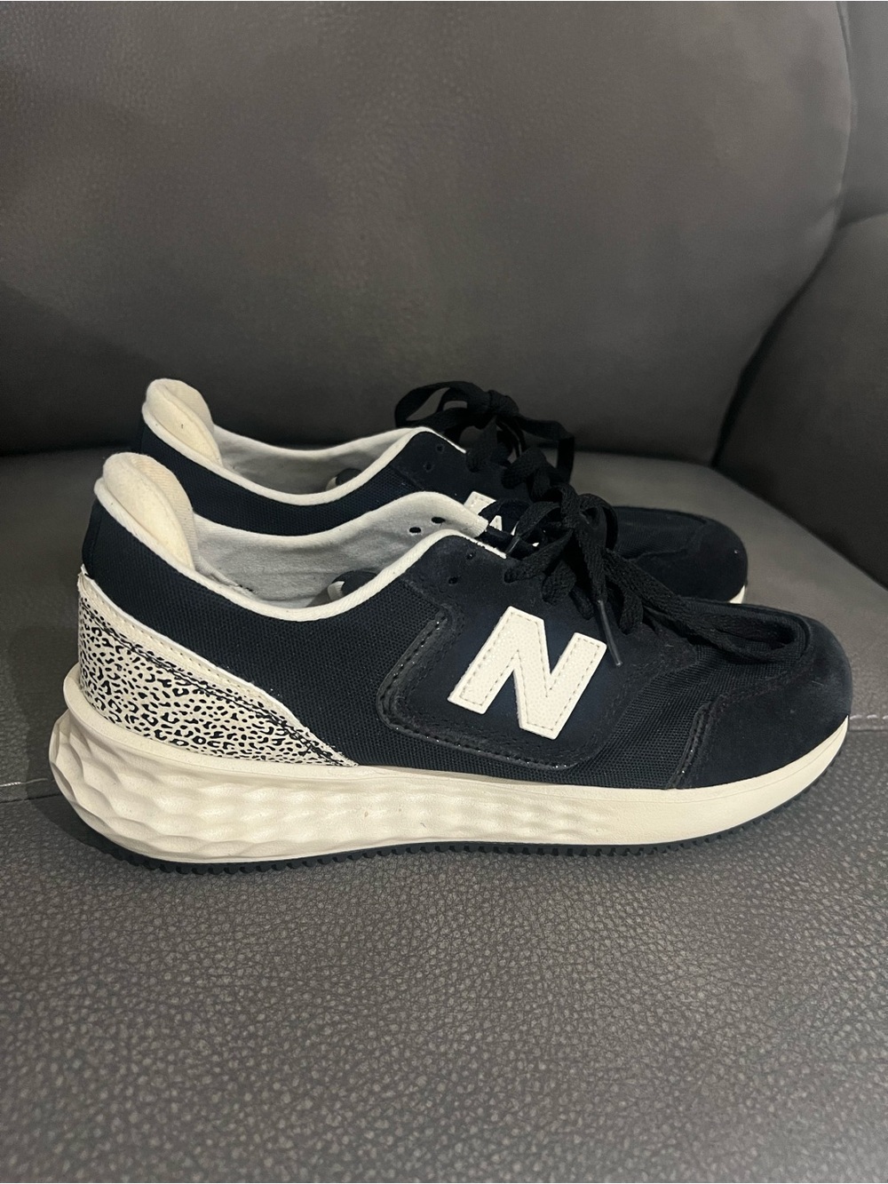 New Balance Women’s Fresh Foam X70 Leopard Black & White Casual Sneaker